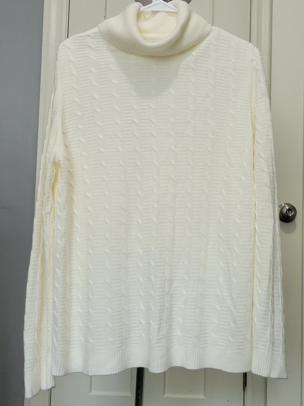 croft & barrow Cream Cable-Knit Turtleneck Sweater
